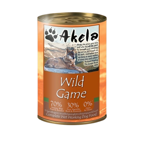 Akela Grain-Free Complete Wet Working Dog Food Wild Game 70:30 400g Single Tin