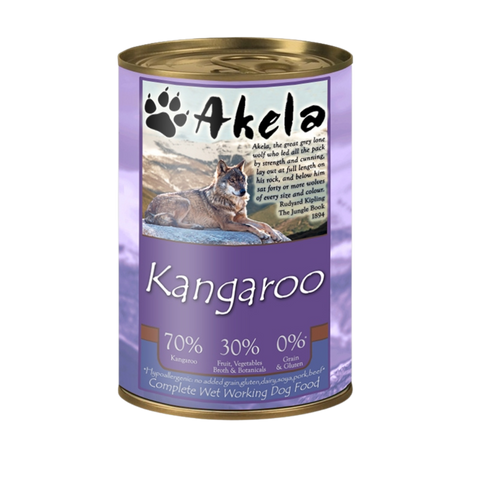 Akela Grain-Free Complete Wet Working Dog Food 70% Kangaroo 400g Single Tin