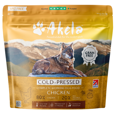 NEW Akela 80:20 Cold-Pressed Chicken Grain-Free Complete Working Dog Food 9kg
