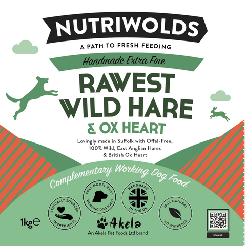 Nutriwolds Raw Dog Food Working Dog Hare and Ox Heart