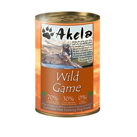 Akela Grain Free Complete Wet Working Dog Food Wild Game 70 30 400g Si
